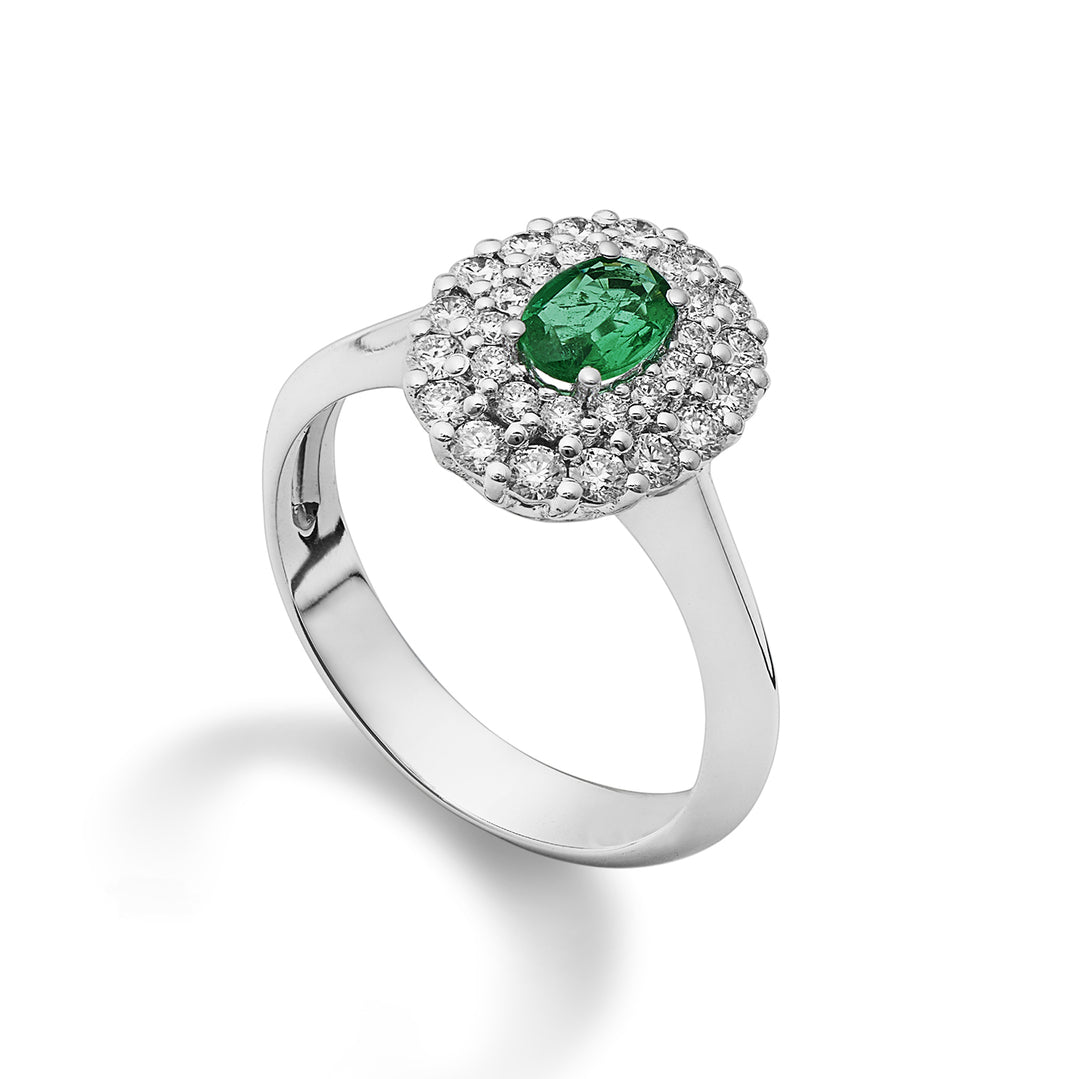 Golay ring with 6x4 oval emerald and double contour ACLC128DISM64-22123110085