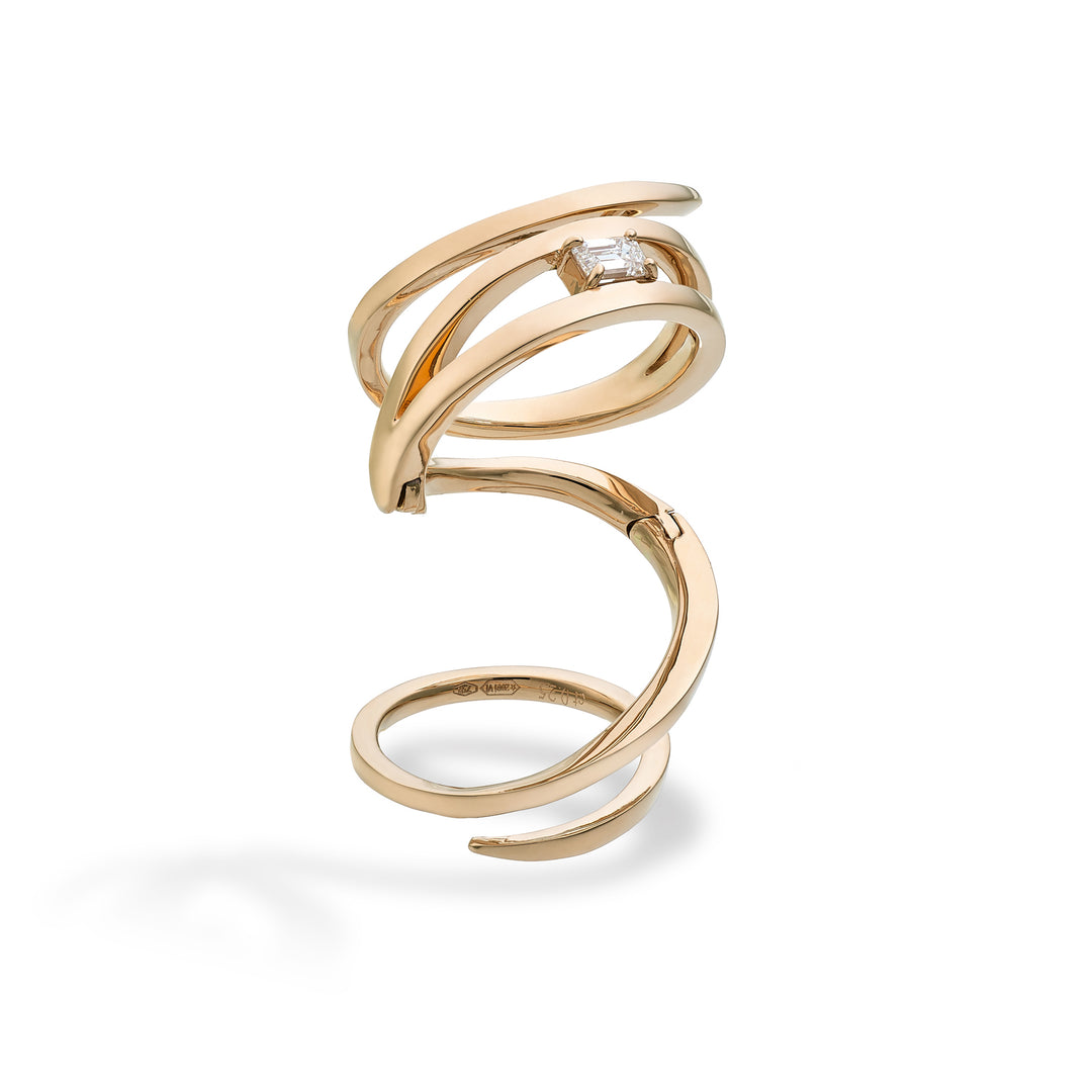 Golay snake ring with single octagonal diamond, pink ASNAKE13DR-25324110156