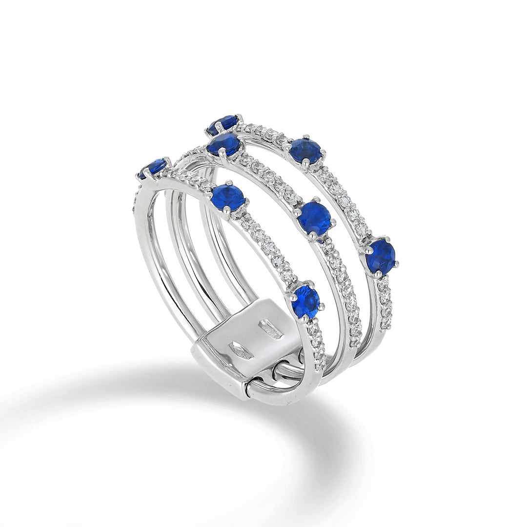 Golay multi-row ring three rows diamonds and sapphires ATM002DIZB-22304110019