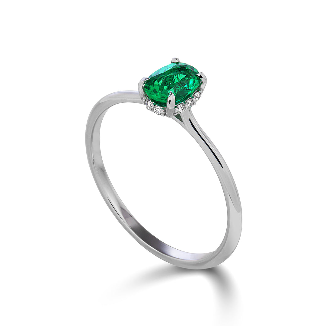 Nihama an 18k emerald n. oval 6x4 update set with diamonds NA5219O4SMN045