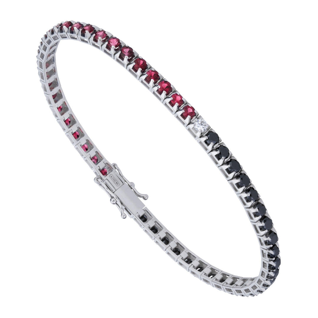 Golay svart tennisarmband och rubiner med vit fläck BTQ060DBKRU20-20029110024