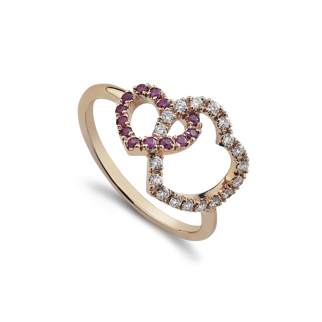 Golay ring love me two hearts hooked diamonds+rubies AFCU014DIRU-22238110054