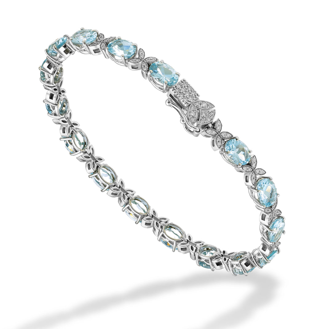 World Diamond Group oval akvamarin og diamant armbånd BCT031DIAQ-22276110009