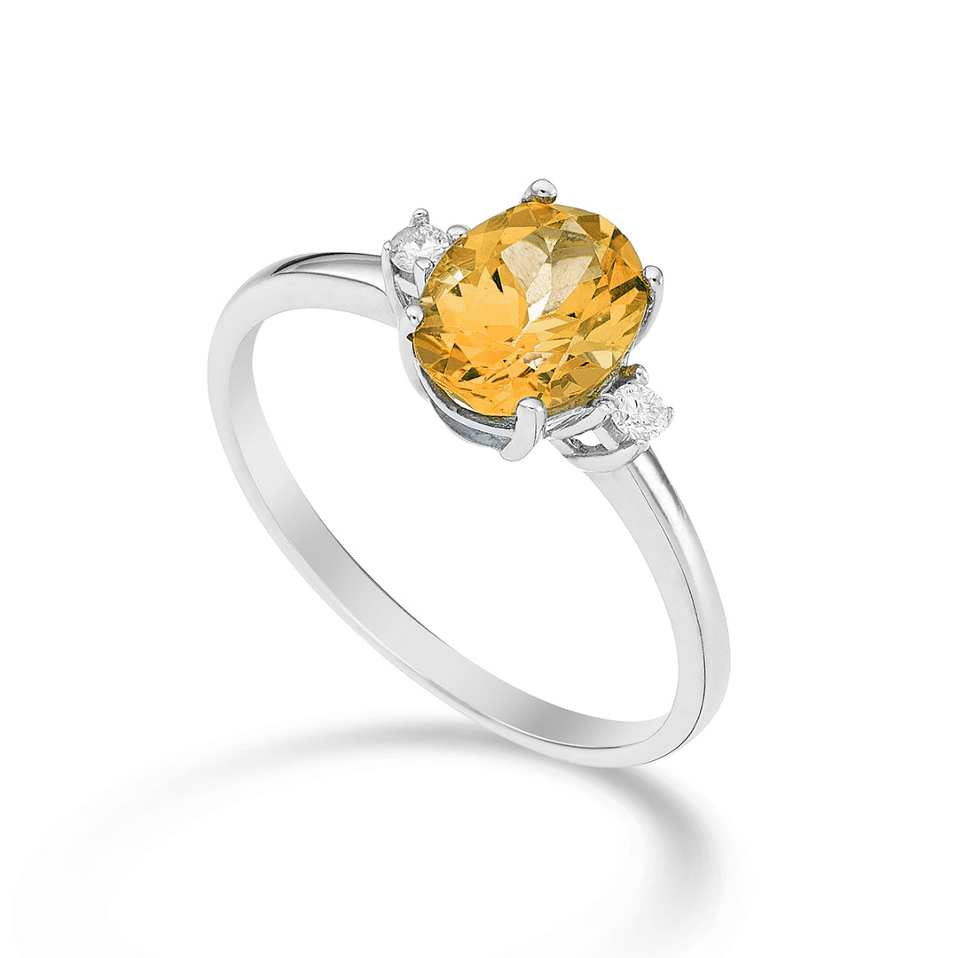 Mikiko en 18k oval citrin 8x6 ct.1,10 diam. 0,05 ct MA5074O4CITR