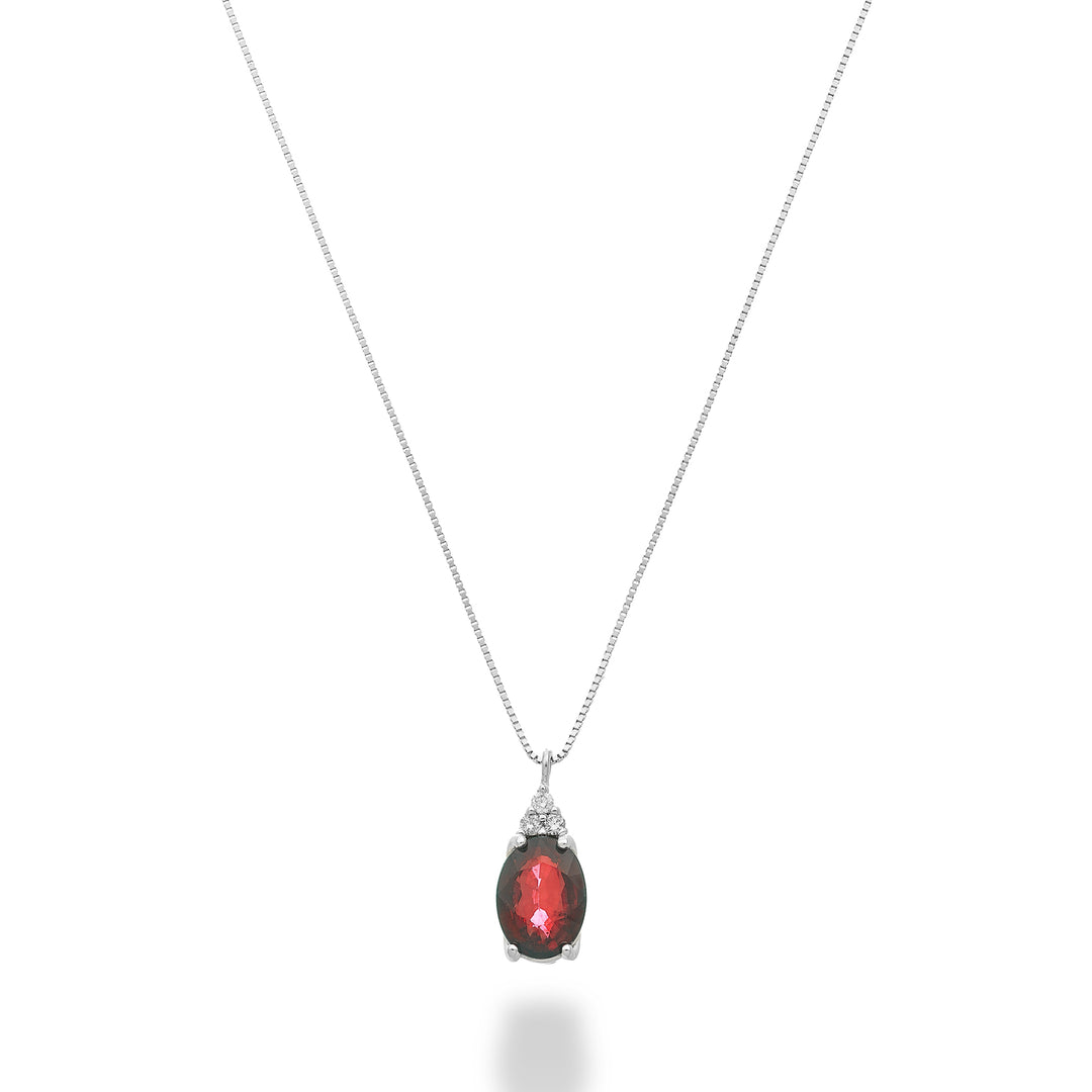 Mikiko cl 9k ruby ​​n. 7x5 oval med tre diamanter MD5189R4RBN080