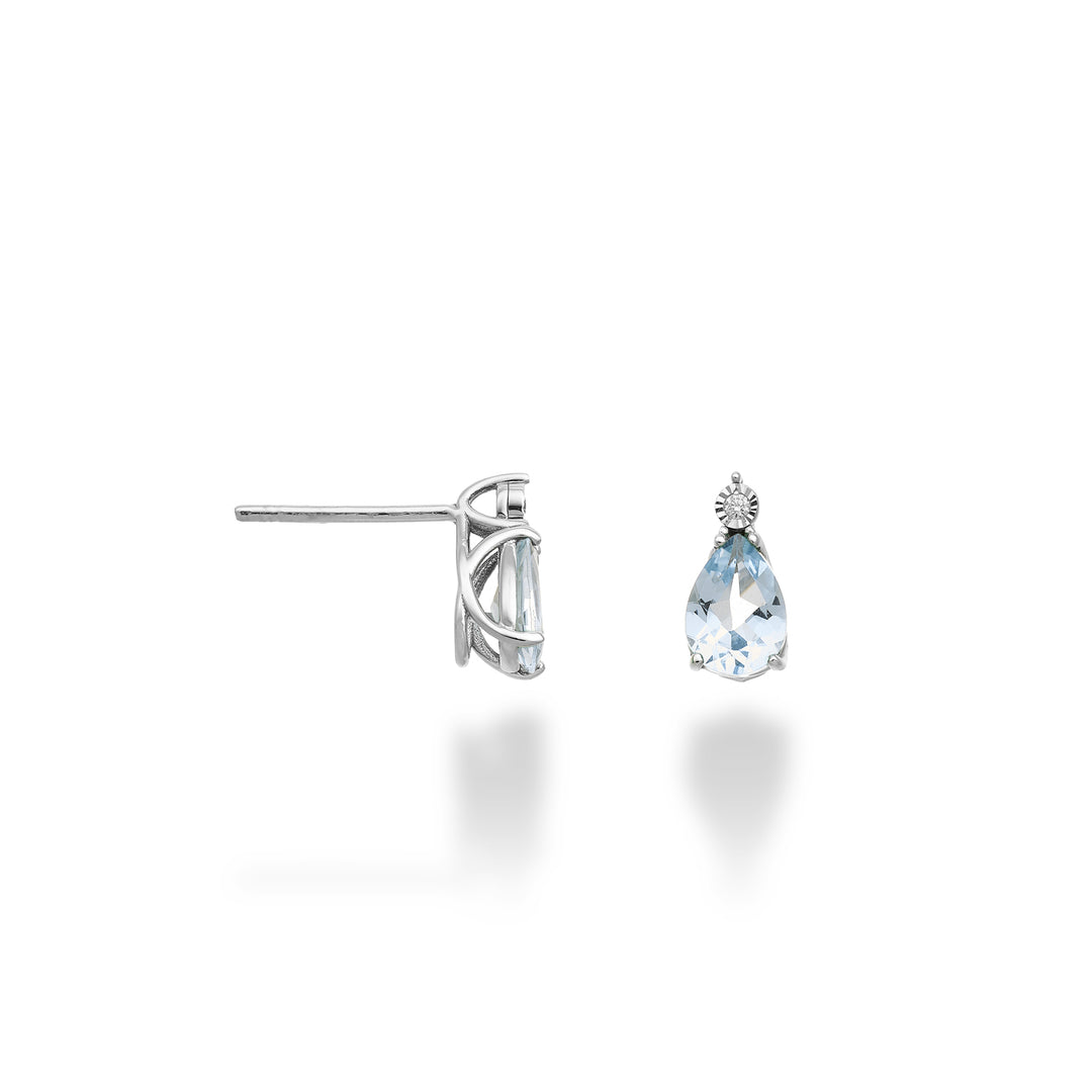 Nihama eller 9k akvamarin drop 7x5 med diamant NO5177R4AM