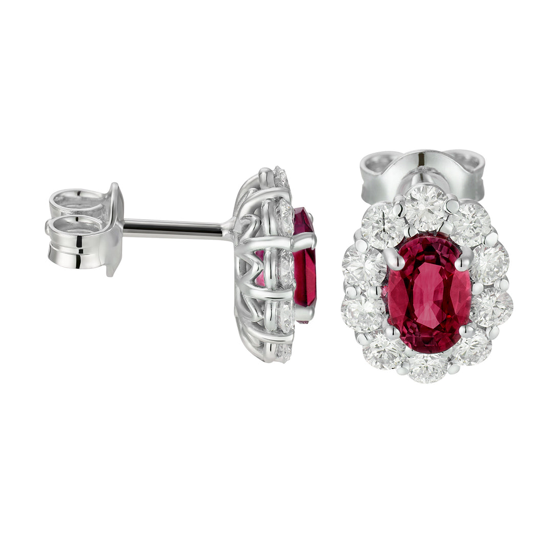 Golay 6x5 oval ruby earrings and diamonds OCL043DIRU-22158110136