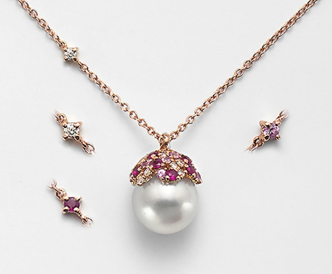 Mikiko cl 18k ak 8/8,5 ct.0.10 zaff. pink 0,18 ct rubiner 0,18 ct MD0981O3ABBI080
