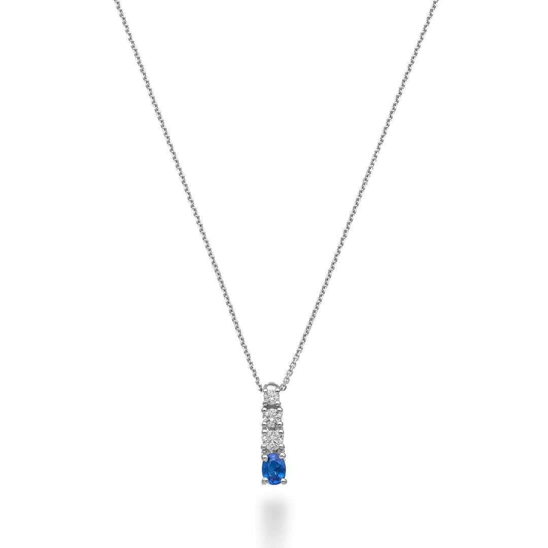 Golay-Halskette mit ovalem Zaff-Anhänger, 6 x 4 und 3 abgestuften Diamanten, GCLS489DZB64-24270110105