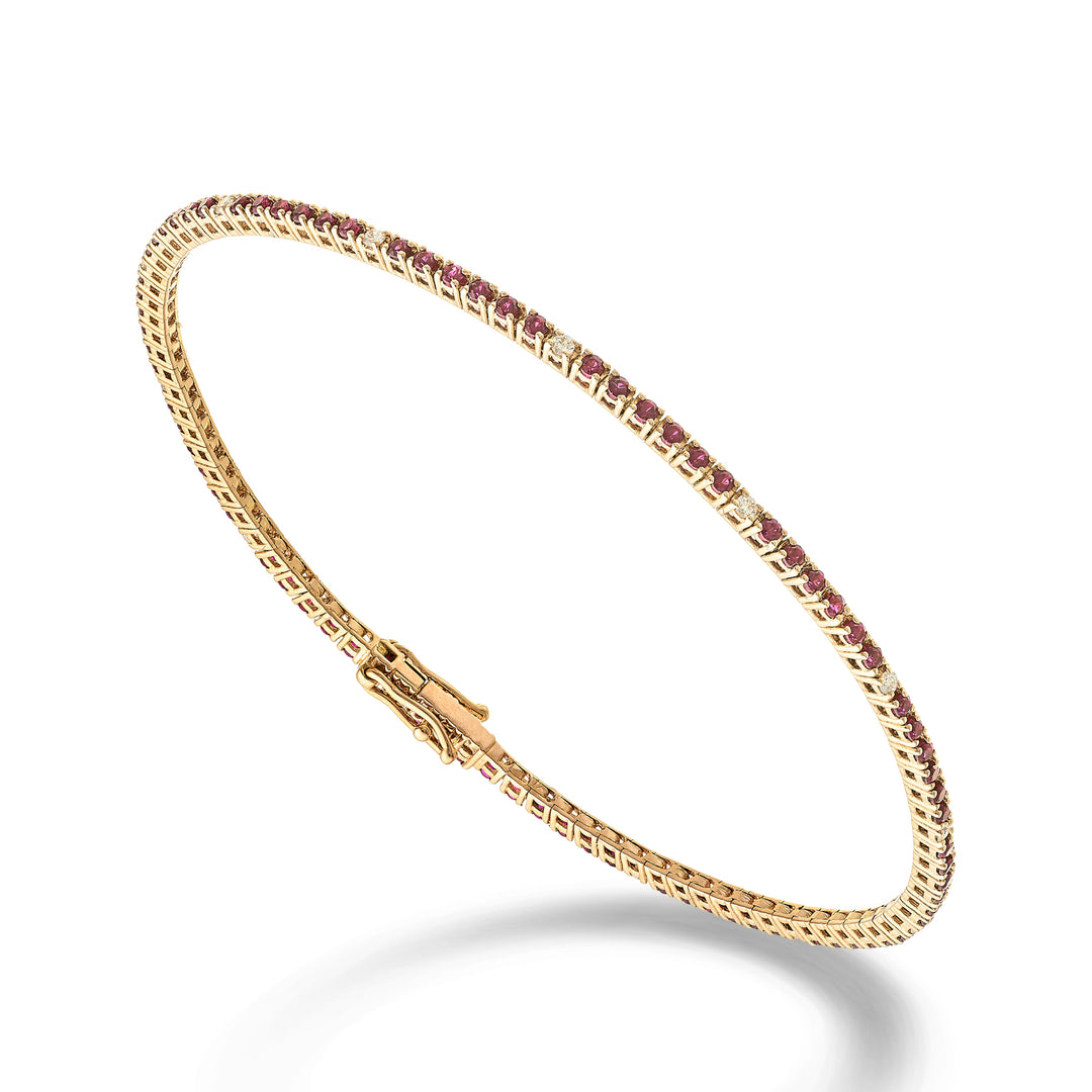 Nihama br tennis 18k rubiner 1,05 ct diamanter 0,13 ct 17,2 cm roséguld-94 inställningar NBTF0011RBRDIO3