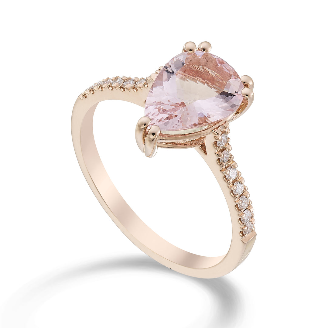 Golay drop morganite ring 10x7 infällt skaft ACL195DMO710-23083110017