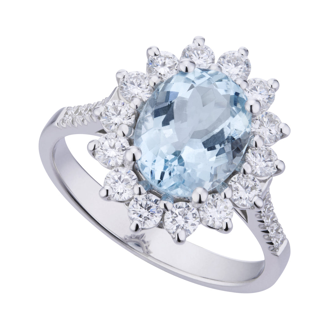 World Diamond Group oval akvamarinring 9x7 og diamantkontur ACLC056DIAQ3-22301110036