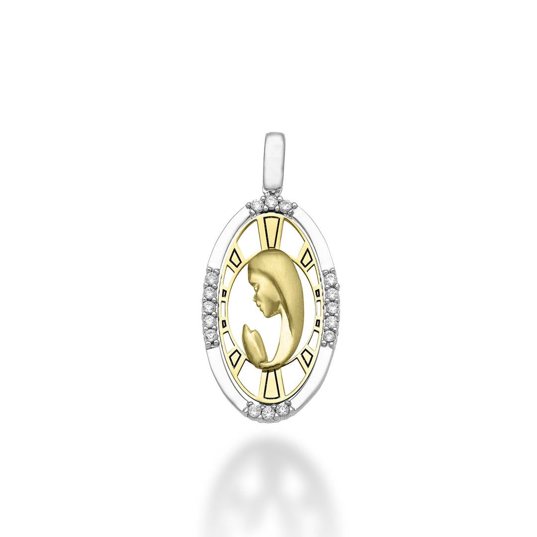 Nihama pe 18 Karat 0,13 ct Madonna betend Weiß-/Gelbgold 2,1 cm NP5027O7BR013