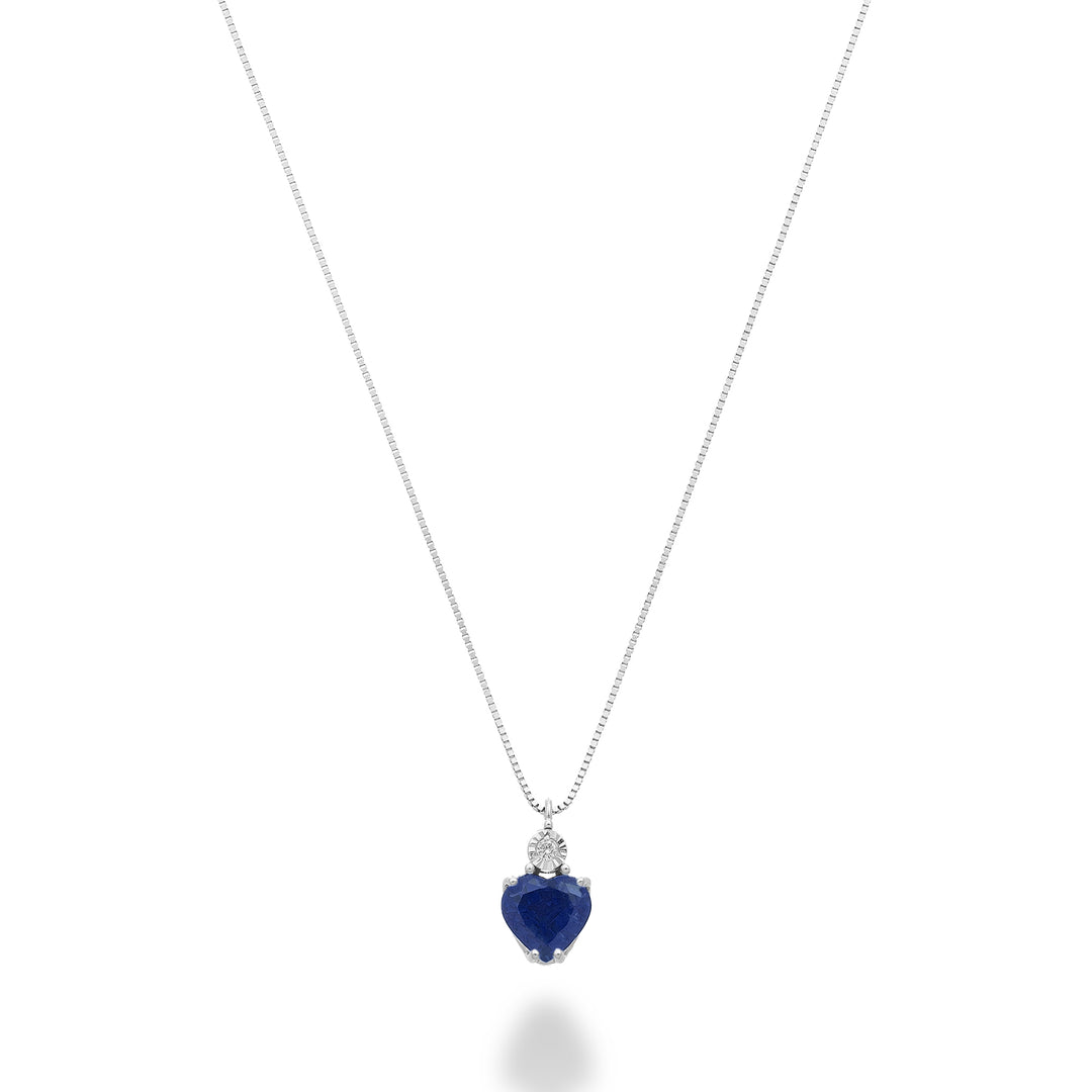 Nihama cl 18k hjerte safir 5x5 med diamant ND5195O4ZFR