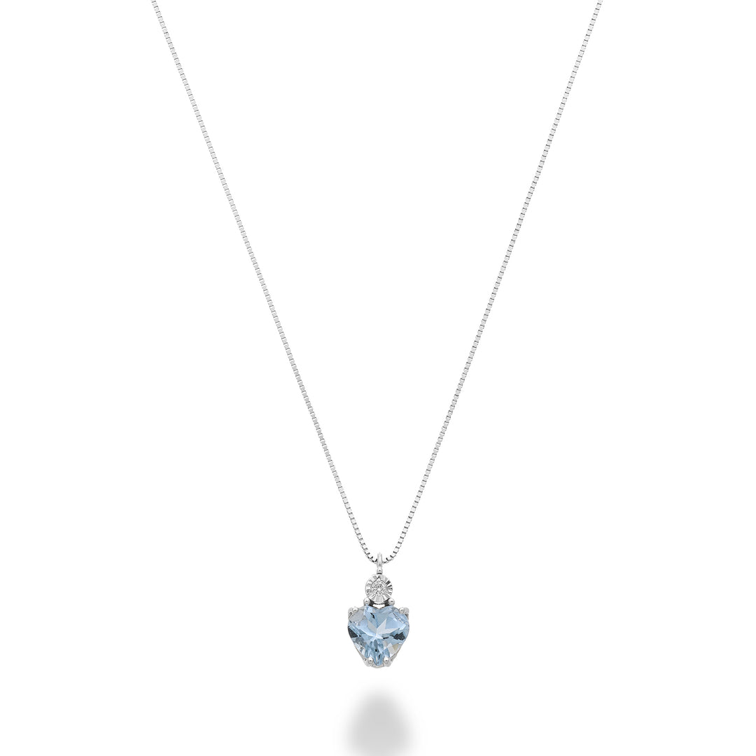 Nihama cl 9k akvamarin hjerte 5x5 med diamant ND5195R4AM