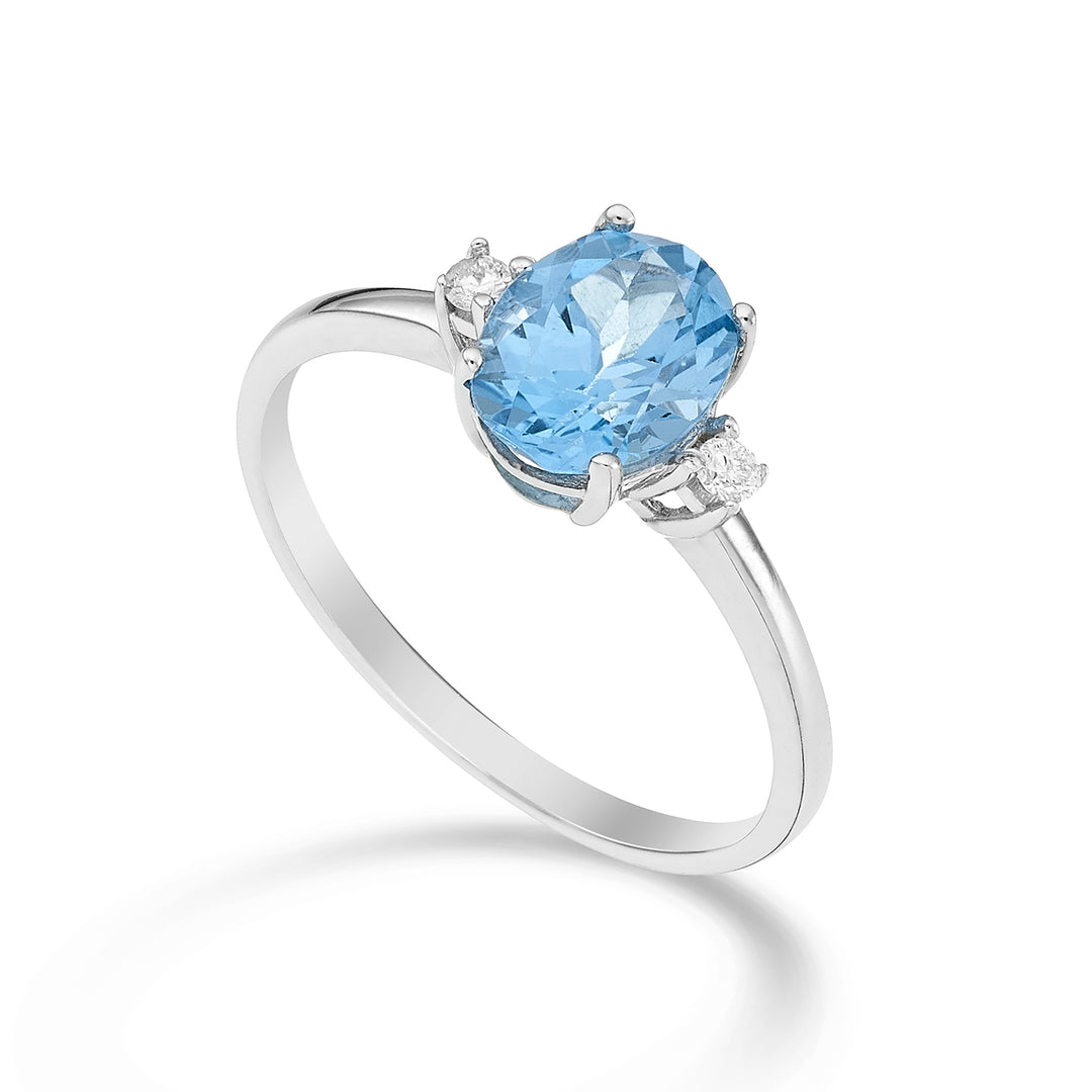 Mikiko en 18k oval blå topas 8x6 ct.1,50 diam. ct.0.05 MA5074O4TPAZ