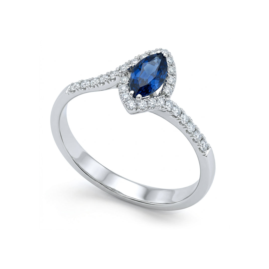 Golay marquise safirring 7x3 med kontur ACLC029WDIZB-22167110095