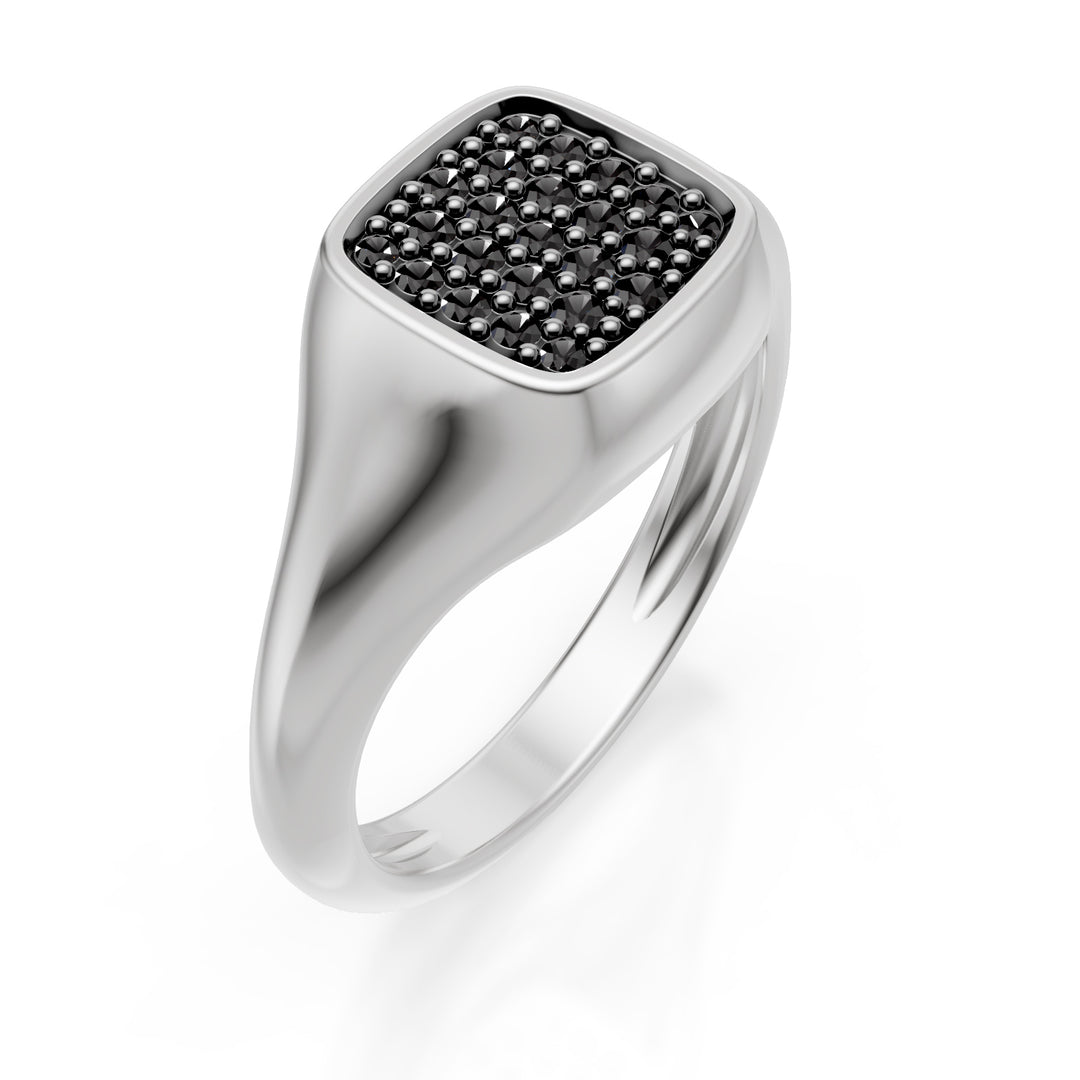 World Diamond Group firkantet pinky ring str. 10, d.sort hvidguld ACH003BKB