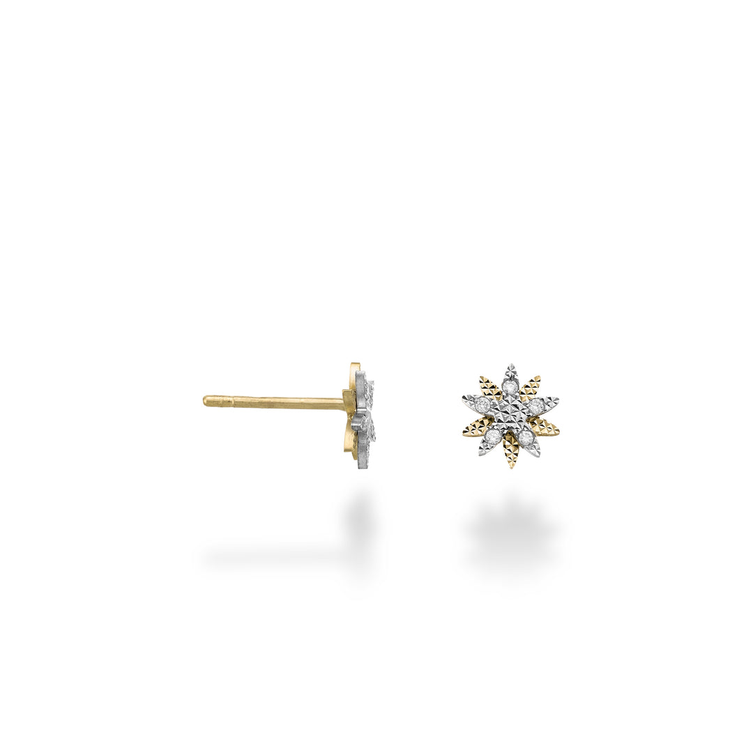 Nihama- oder 18-Karat-Blumenmuster mit Diamanten, Gelbgold- und Weißgoldelementen NO5181O7BR006