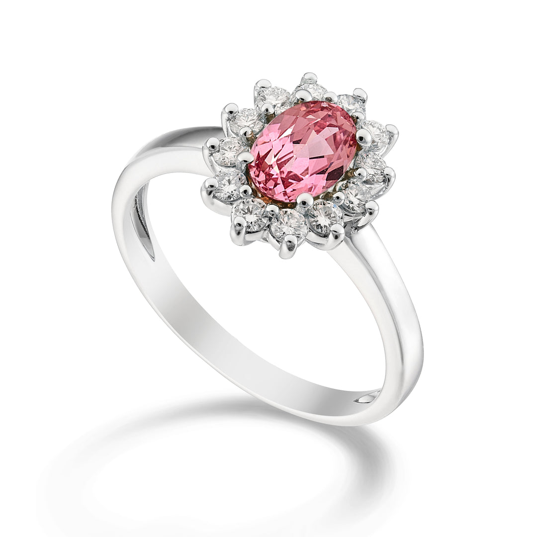 Mikiko an 18k oval pink sapphire 7x5 ct.0.80 diam. 0.30 ct MA5094O4ZFRP