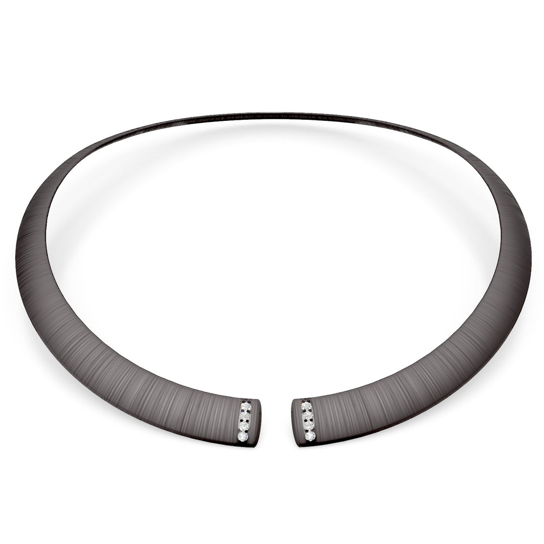 Golay choker i sort titanium tekstur og diamanter på åbningen, medium GD012DINETX