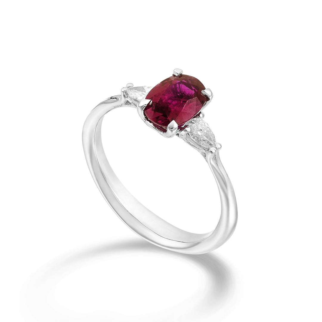 Golay oval rubinring 8x6 og diamant drop lat ACL202DIRU68-23094110013