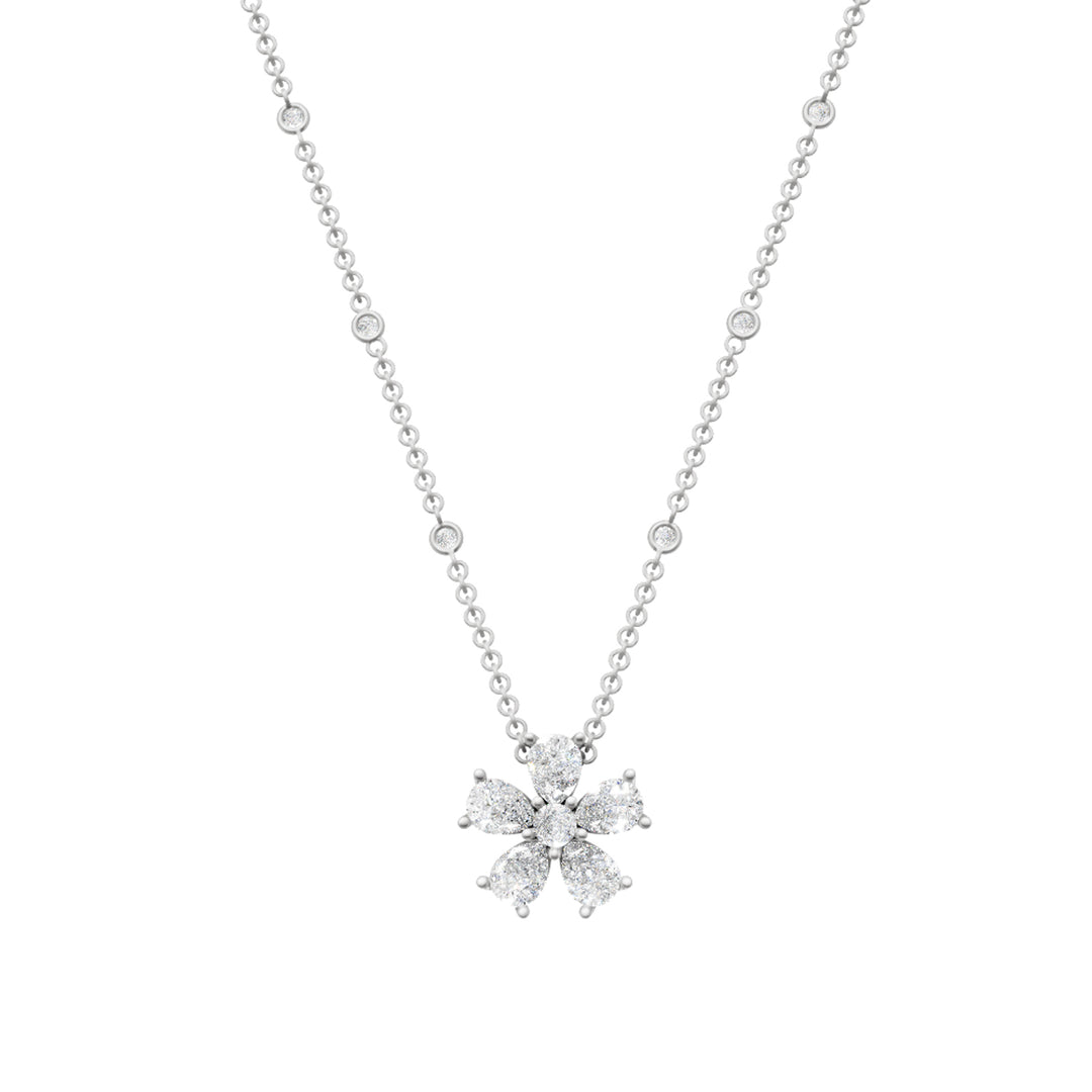 Golay fem dråber diamant blomster halskæde 0,20ct hvid GMP568D020B-24326110031