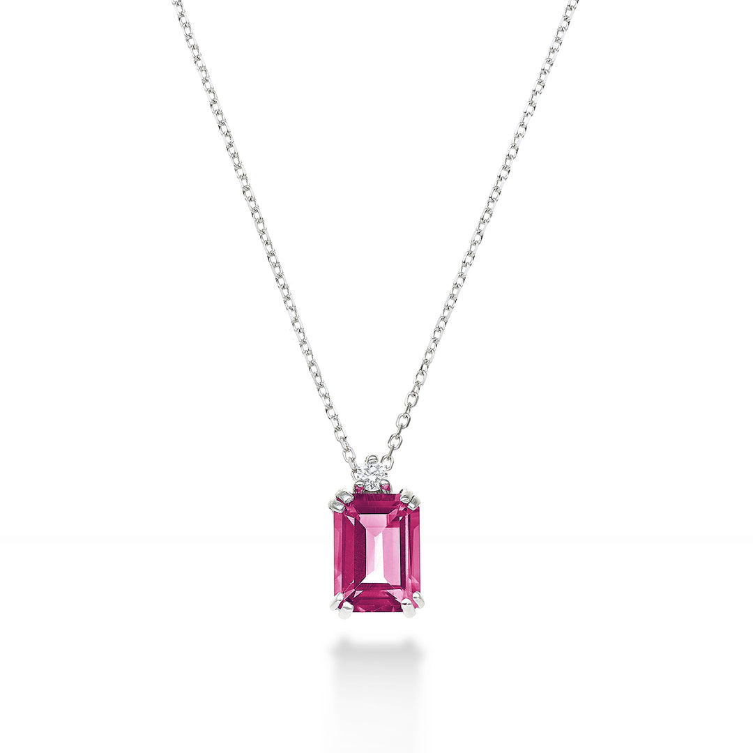 Mikiko cl 18k ottekantet pink topas 7x5 ct.1,10 diam. ct.0,025 MPCL090DITPPK2O4