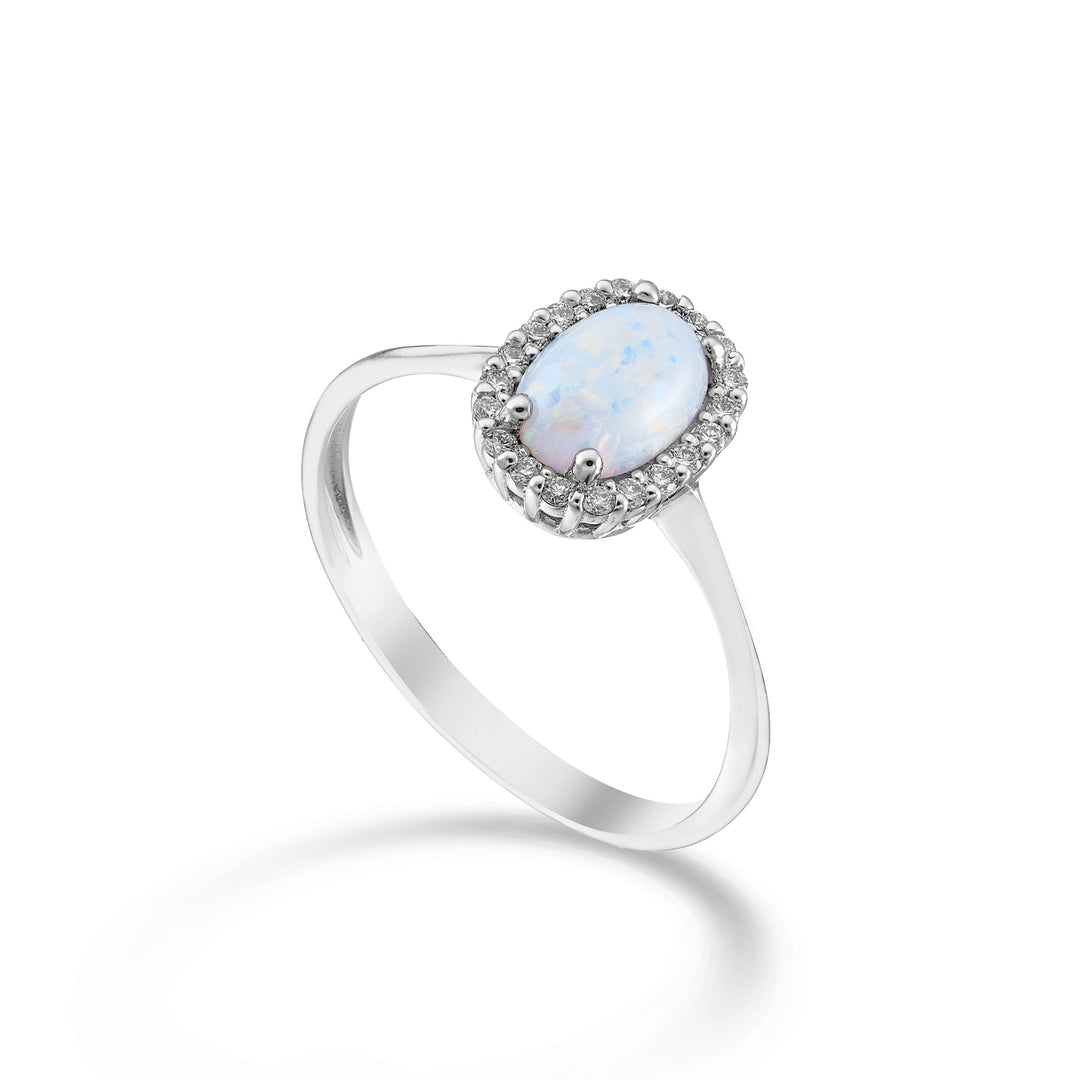 Nihama an 9k opal cabochon oval 7x5, with diamond outline NA5207R4OP