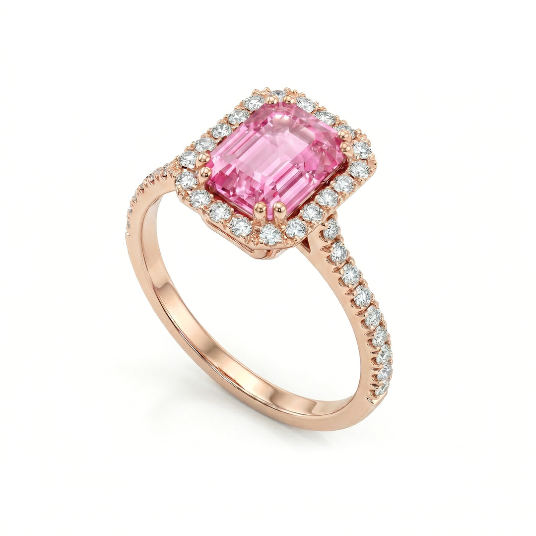 Golay ottekantet pink safirring 6x4 og diamanter ACLC072DIZP64-23310110109