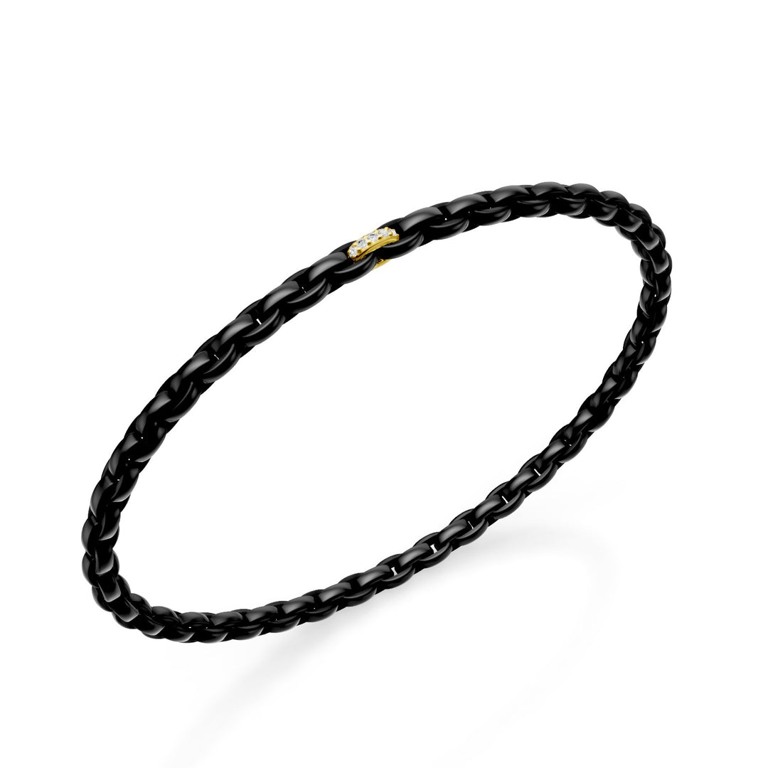 Golay black titanium bracelet, with 18k yellow gold element set with white diamonds, oval link, 17cm GBR034E1O1DINE-170