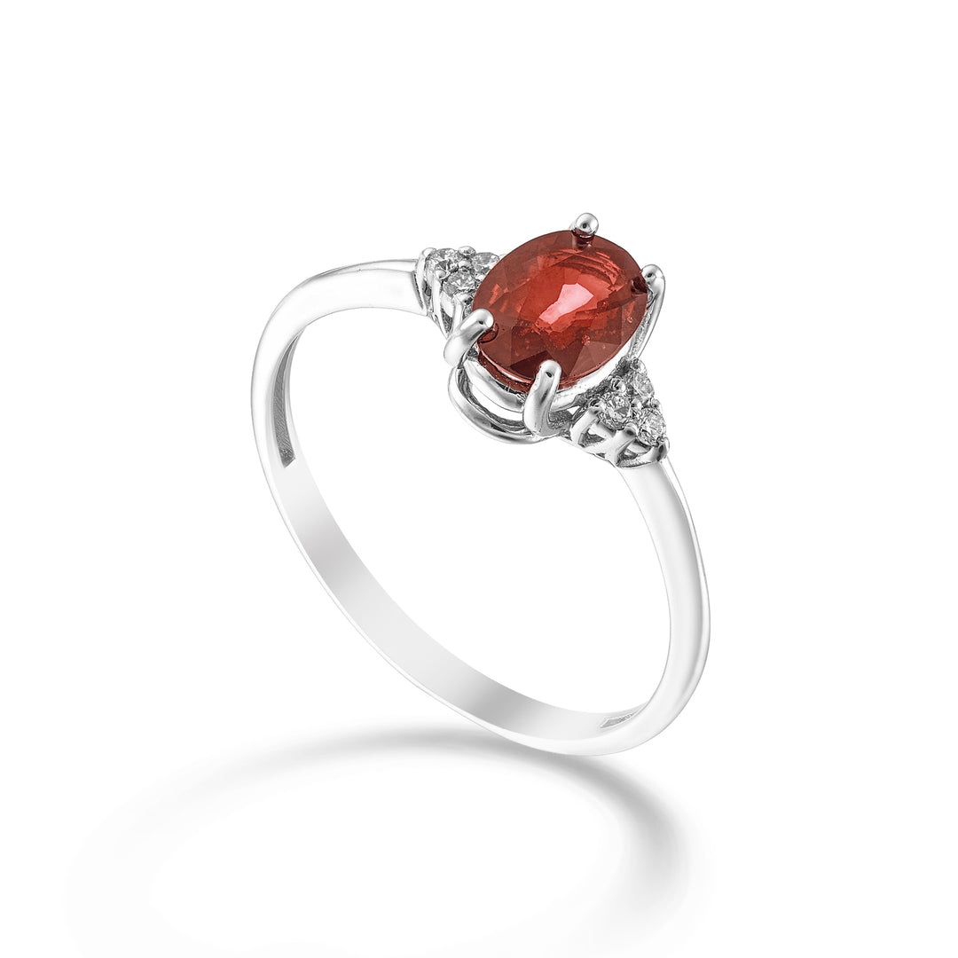 Nihama an 18k oval ruby 7x5 and side diamonds NA5210O4RBC