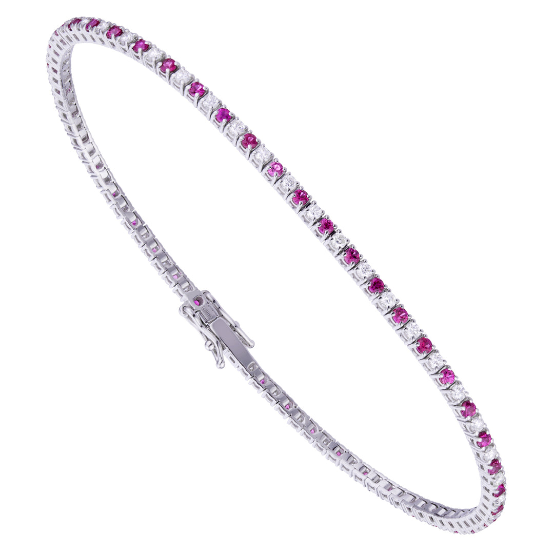 World Diamond Group tennisarmbånd afstøbt. wire diamanter+rubiner ct.1.91 BTF001DIRU2-19324000015