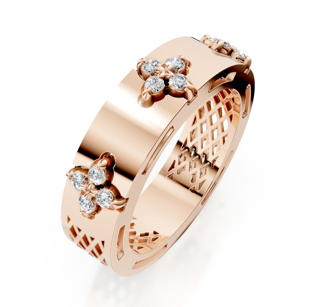 Golay halvrund båndring polerede lyserøde diamanter AFFI04DISLR-25036110106