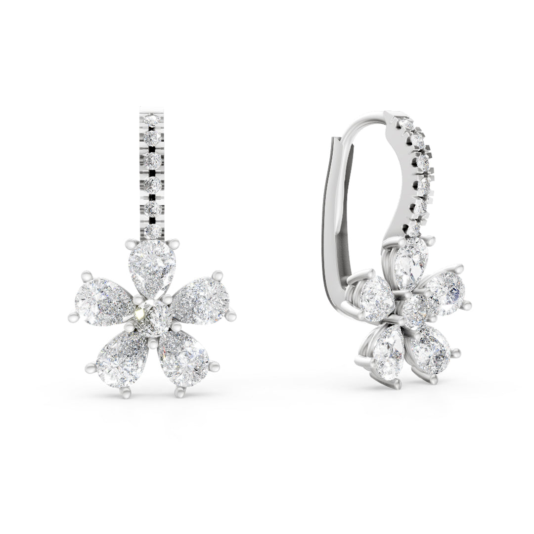 Golay five drop diamond flower earrings and lever OMP569D020B-24303110054