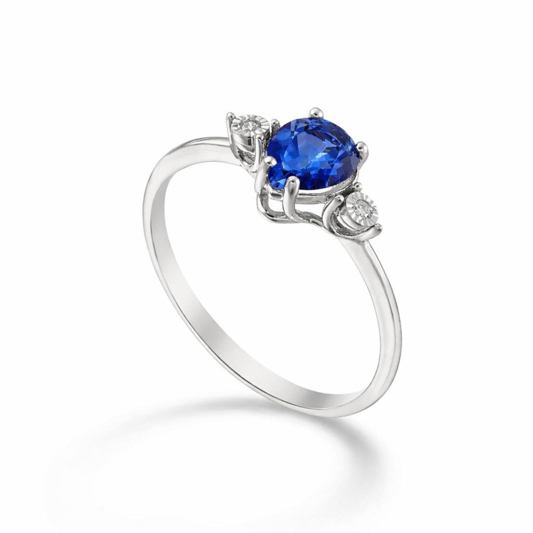Mikiko en 18k safir drop 7x5 og sidediamanter MA5214O4ZFD