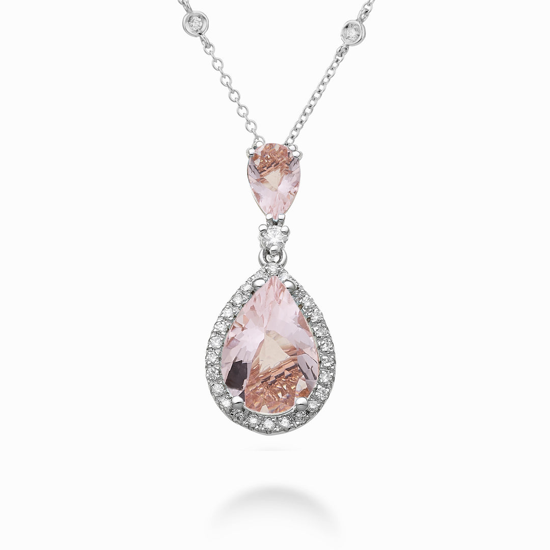 Golay halsband drop morganites 10x7 och 6x4 och diamanter PCLC209DMO710-23250110097