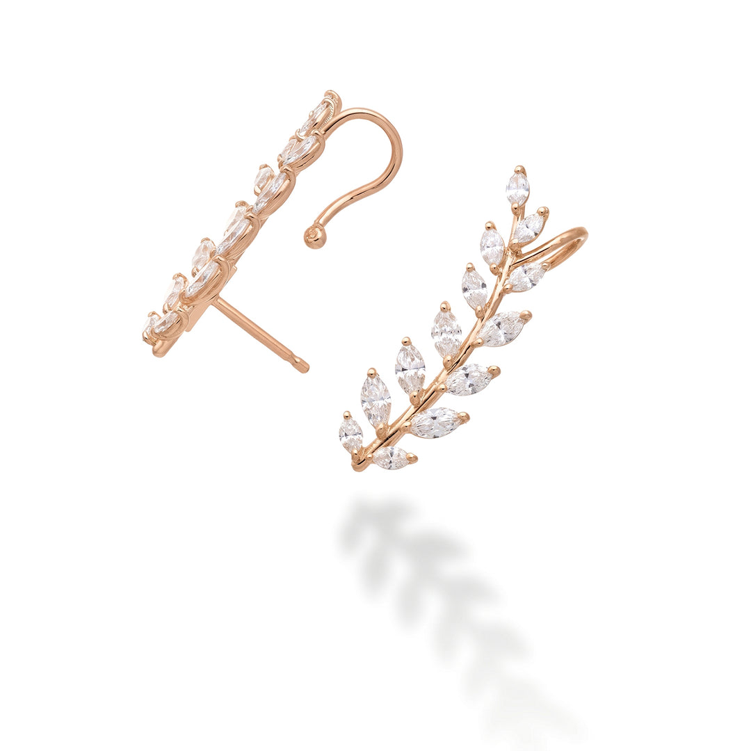 Golay single earring olive tree with marquise, yellow gold, left OD840DRSX