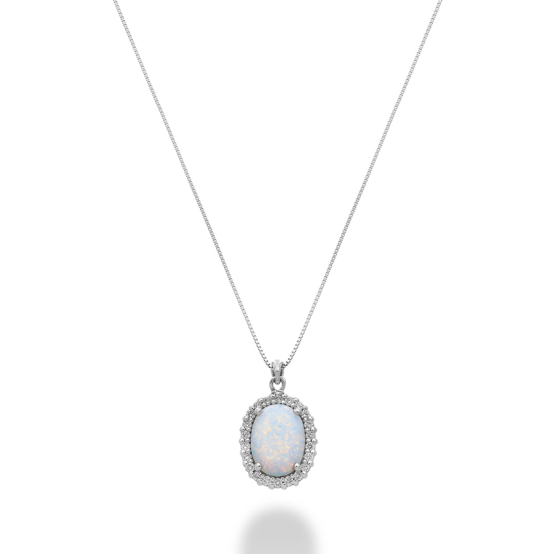 Nihama cl 18k opal cabochon oval 10x8 og diamantkontur ND5194O4OP