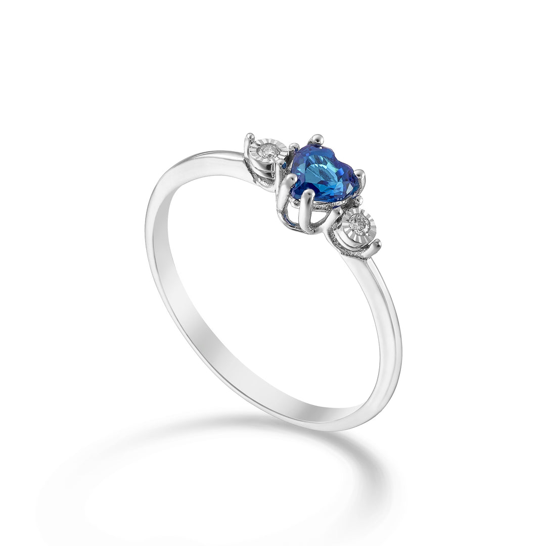 Nihama an 9k sapphire heart 4x4 and diamonds NA5202R4ZFR