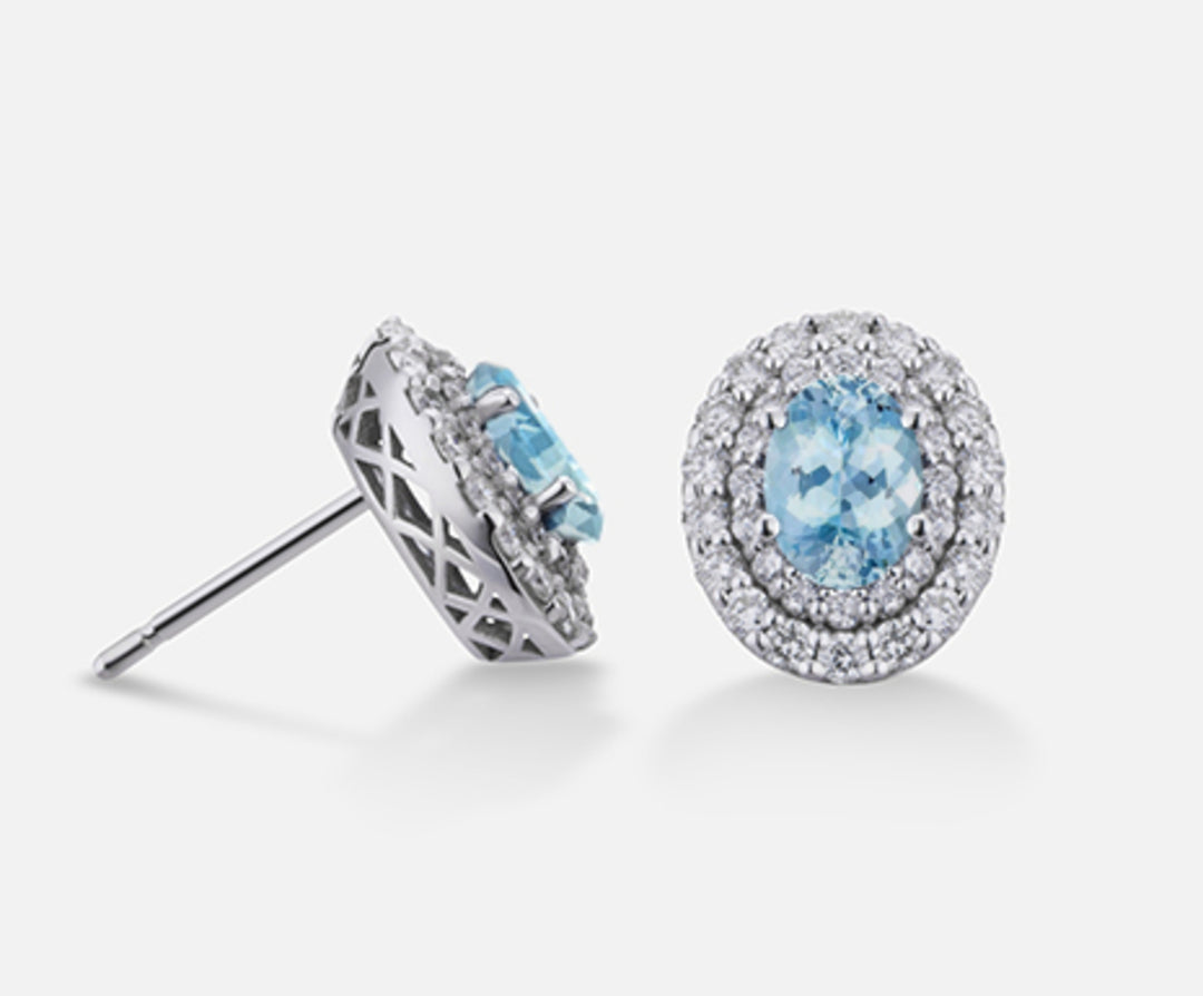 Nihama oder 18 Karat ovaler Aquamarin, 6 x 4 ct. 0,60 Durchmesser, ct. 0,66 NO5040O4AM