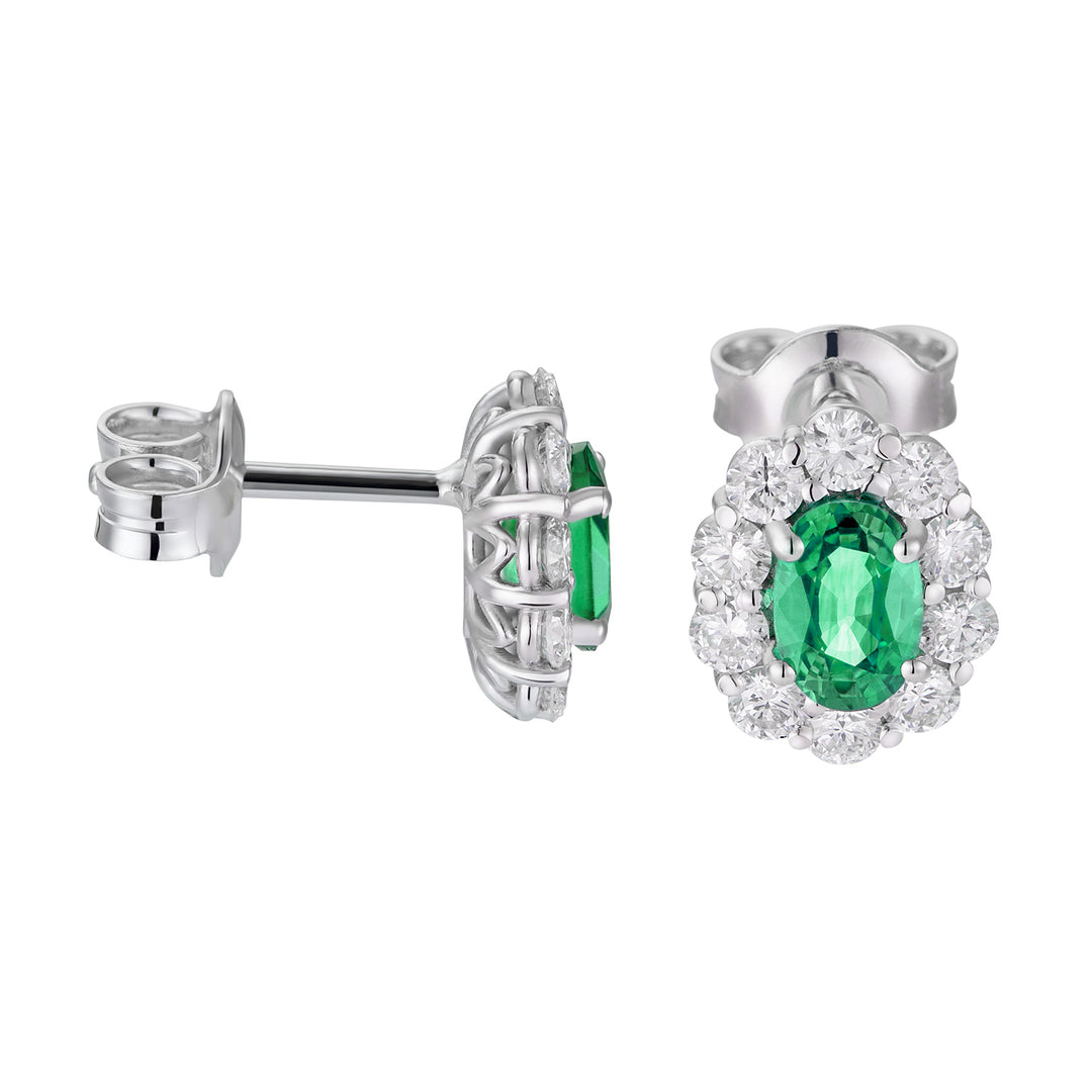 Golay 4x6 ovale Smaragdohrringe und Diamanten OCL042DISM-26111110333