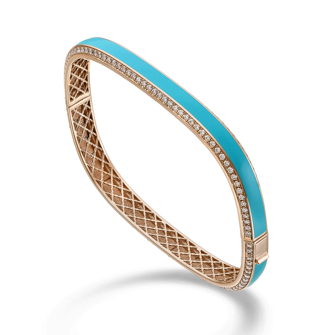 Golay light cube armband 6mm turkos emalj och diam BCUB002DITUR-24010110094