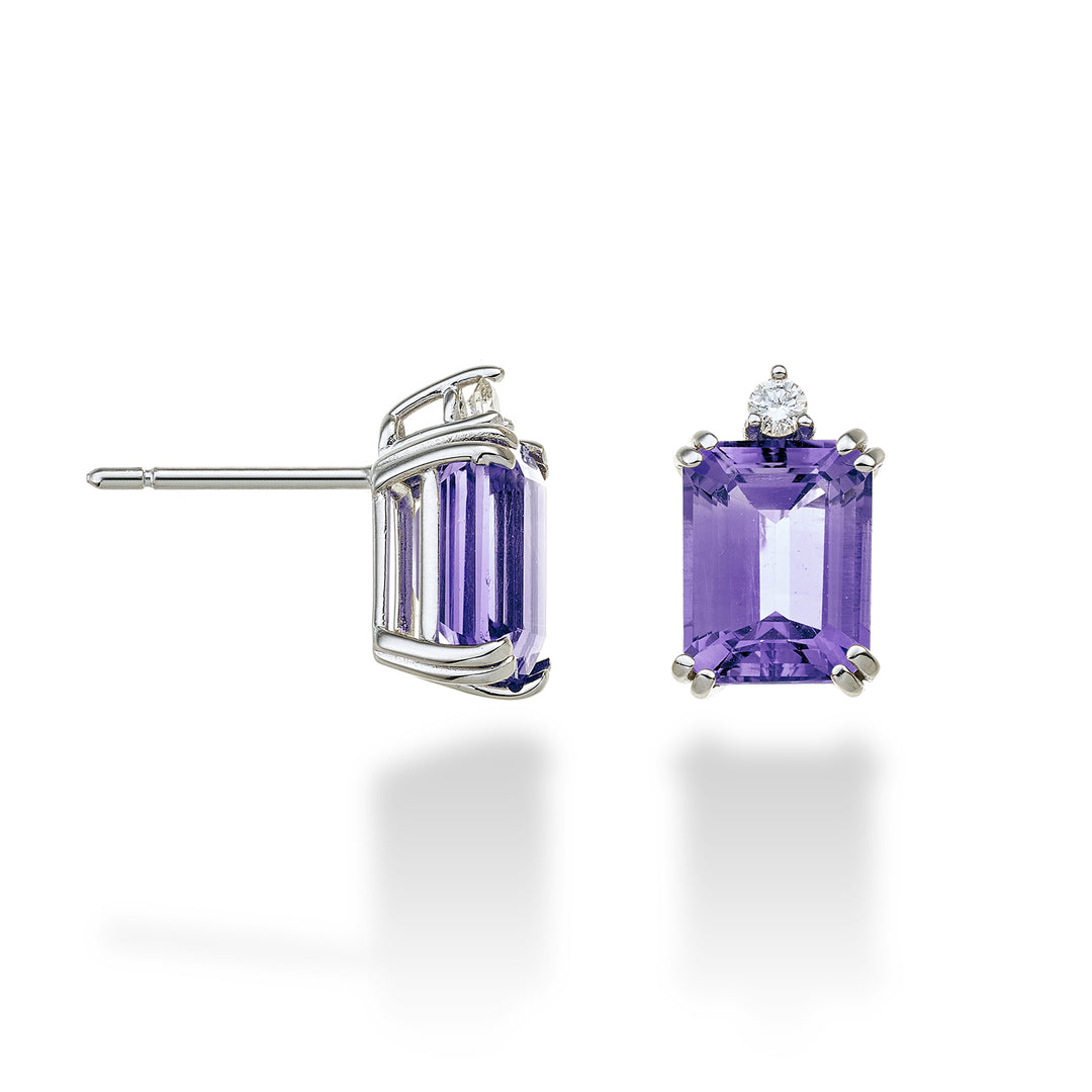 Nihama oder 18k achteckiger Amethyst 7x9 ct.4,00 Durchm. ct.0,08 NOCL090DIAMET4O4