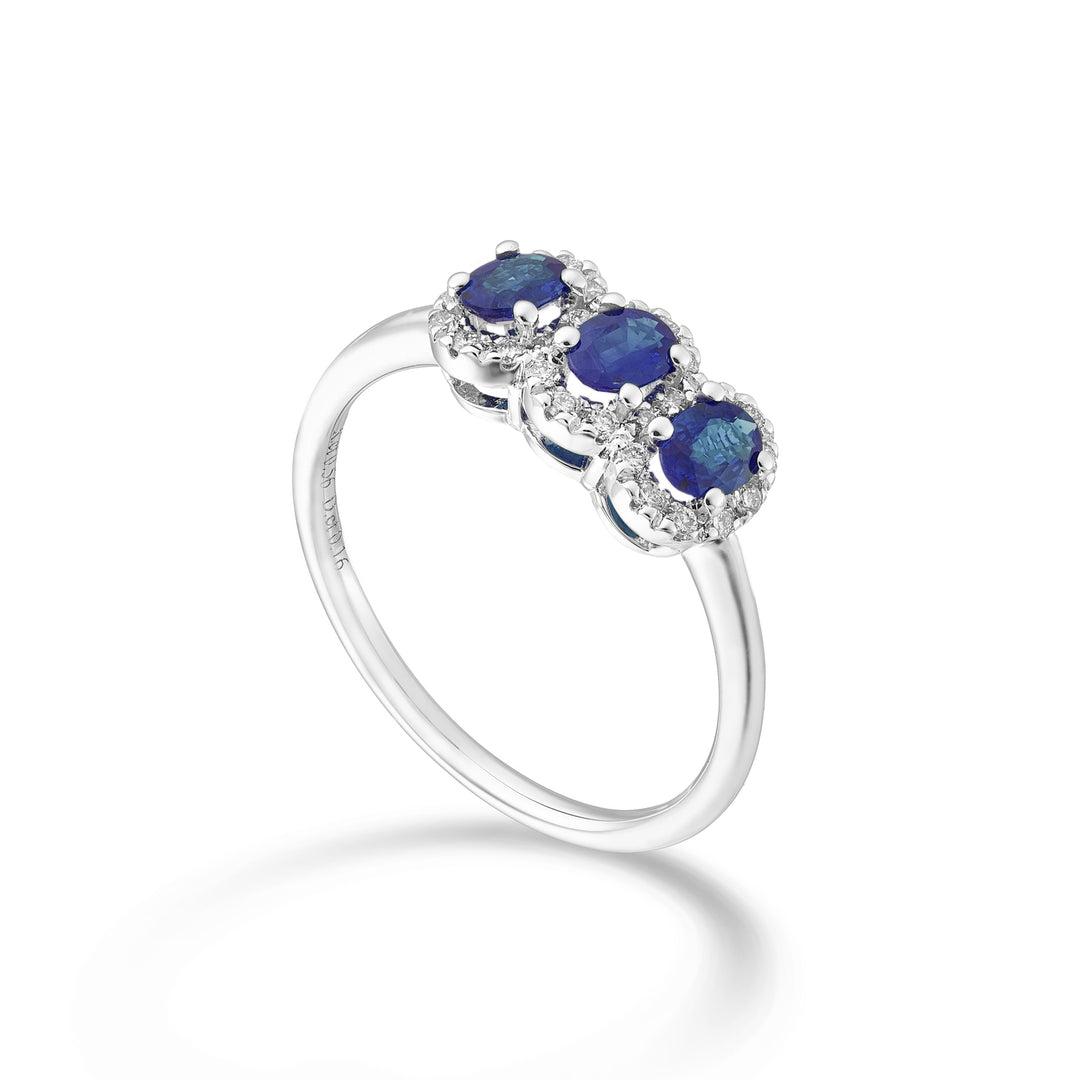 Mikiko, eine 18-karätige Saphir-Trilogie, nat. oval 4x3 ct. 0,60 Durchm. 0,16 ct MA5194O4ZBN43
