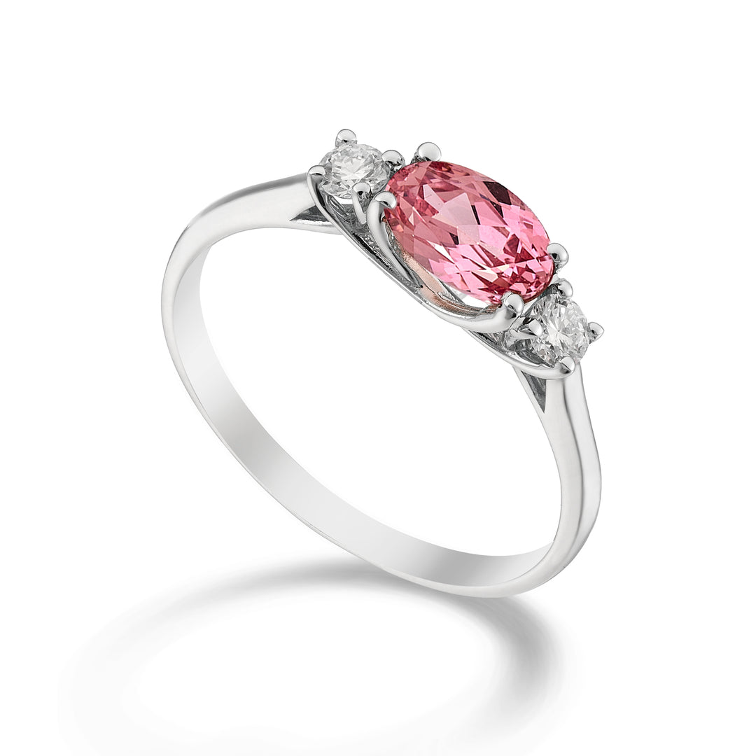 Mikiko en 18k oval pink safir 7x5 ct.0.80 dia ct.0.16 MA5113O4ZFRP