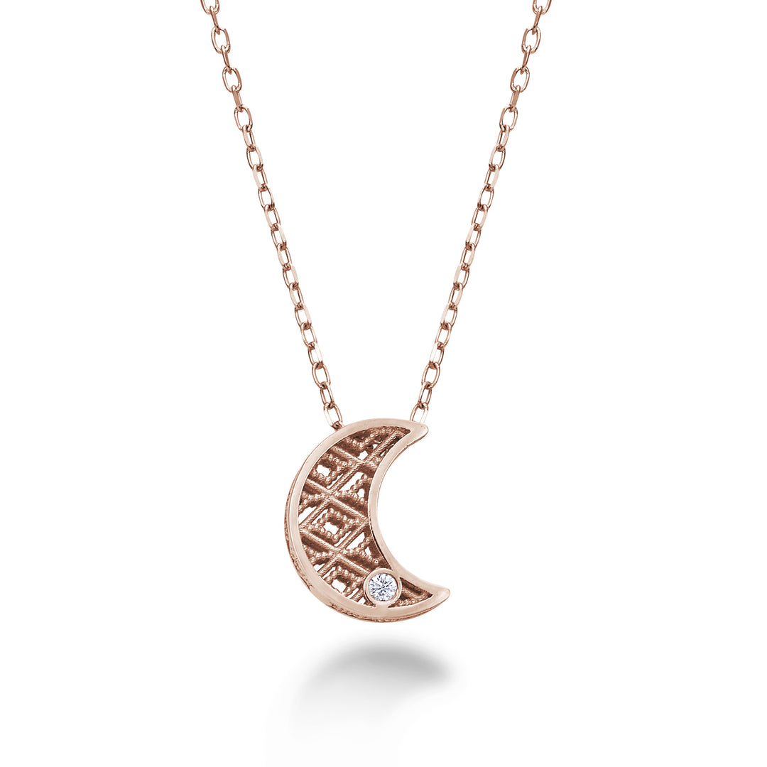 Nihama cl 18k måne rosa guld diam. ct.0,01 NLUNAO3