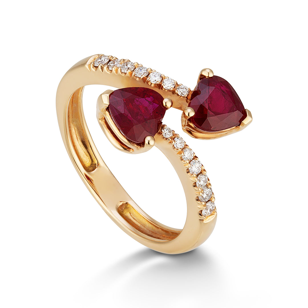 Golay ring med hjerteformede rubiner 6x5 og diamanter ACLC120DIRU-22047110065