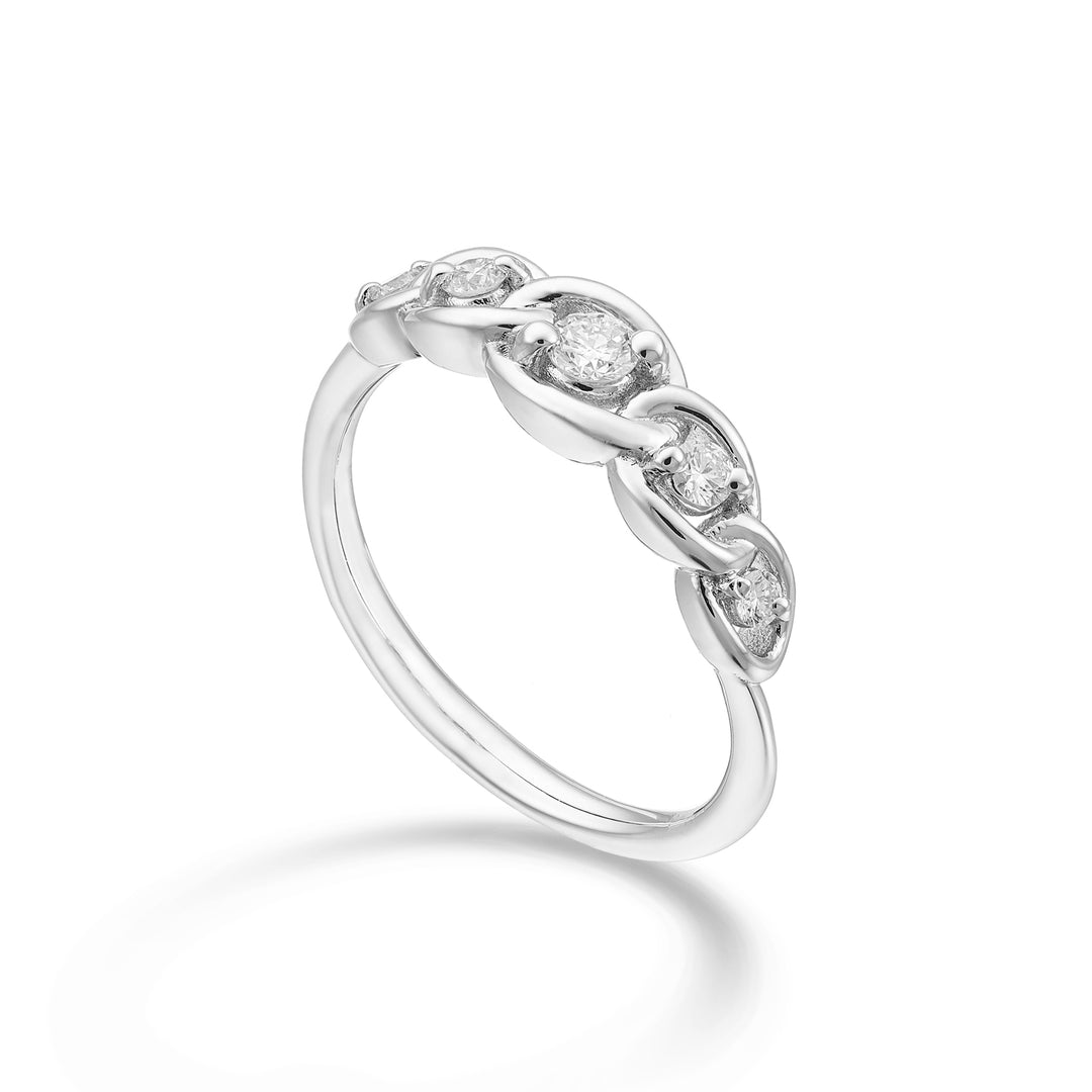World Diamond Group Riviera fem-diamant skalär ring med orbit inställningar 0,25ct i 18k vitguld GA5197O4BR025