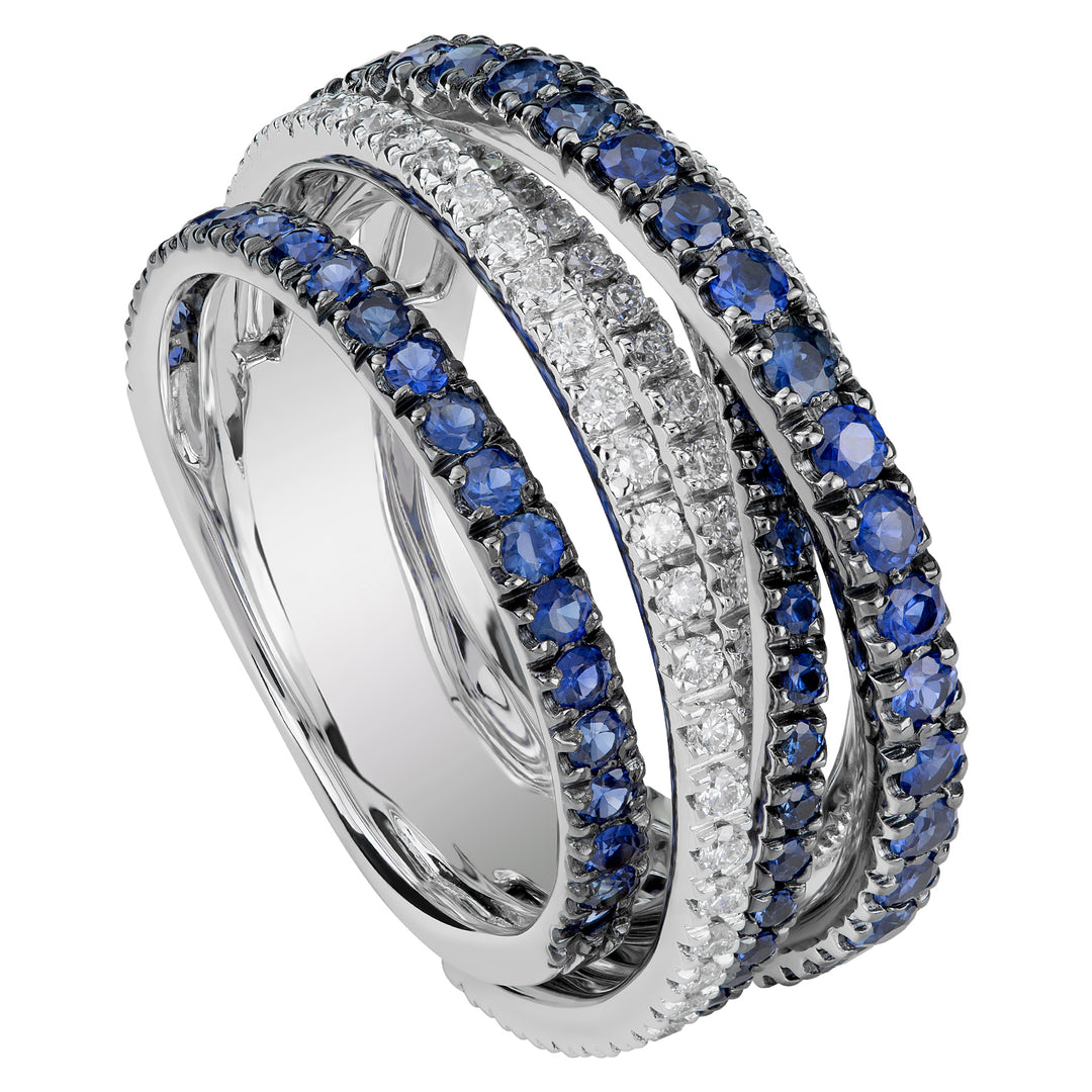 Golay pave diamond and sapphire intertwined ring APV020DIZB4-18016110040
